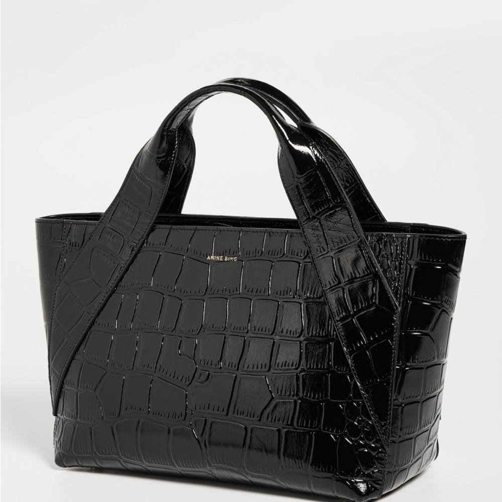 ANINE BING Black Croc-Embossed Oversized Maya Tote 🖤